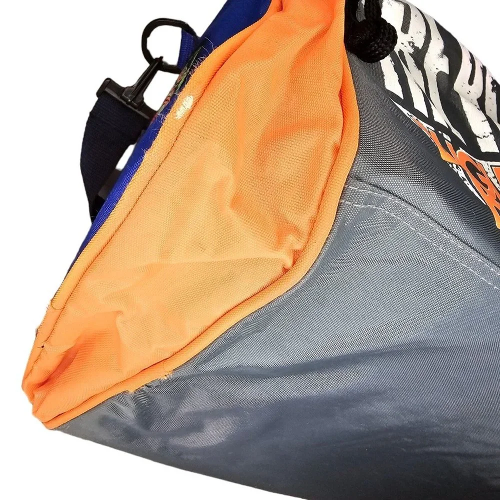 Vintage 90s Bugle Boy Duffle Gym Bag‎ Weekender Overnight Blue Orange Streetwear